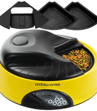 Andrew James 4 Day - Meal Automatic Pet Feeder - Bowl with voice recorder Includes 2 Volume Reducers + 1 Adapter Tray