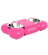 Hing Designs The Bone Bowl with Non Slip Rubber Feet and Dishwasher Safe Removable Stainless Steel Bowls Pink